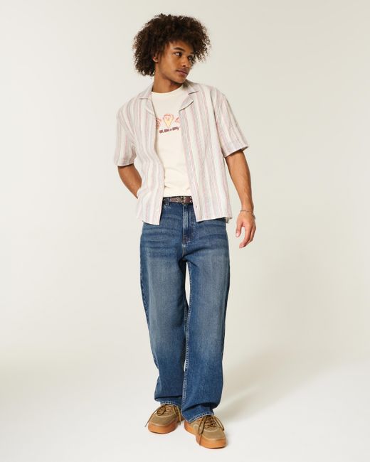 Hollister Blue Dark Wash Skater Baggy Jeans for men