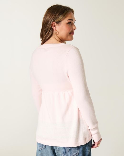 Hollister Pink Long-sleeve Flyaway Babydoll Cardigan