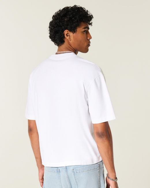 Hollister White Super Boxy Crew T-shirt for men