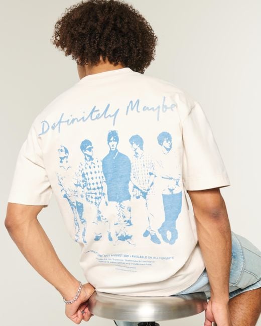 Hollister Blue Boxy Heavyweight Oasis Graphic Tee for men