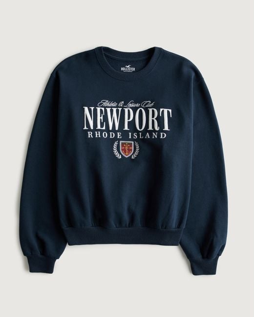 Hollister Blue Sweatshirt in Oversized Fit mit Newport Rhode Island-Grafik