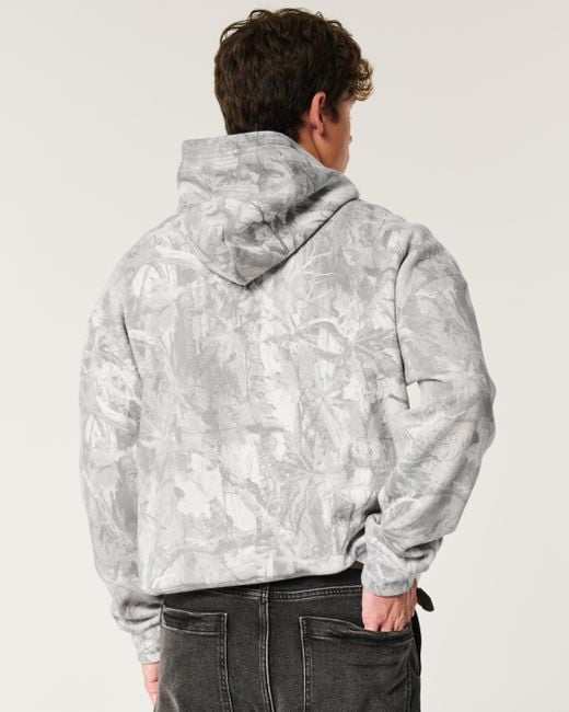 Hollister Gray Boxy Camo Chevrolet Graphic Hoodie for men