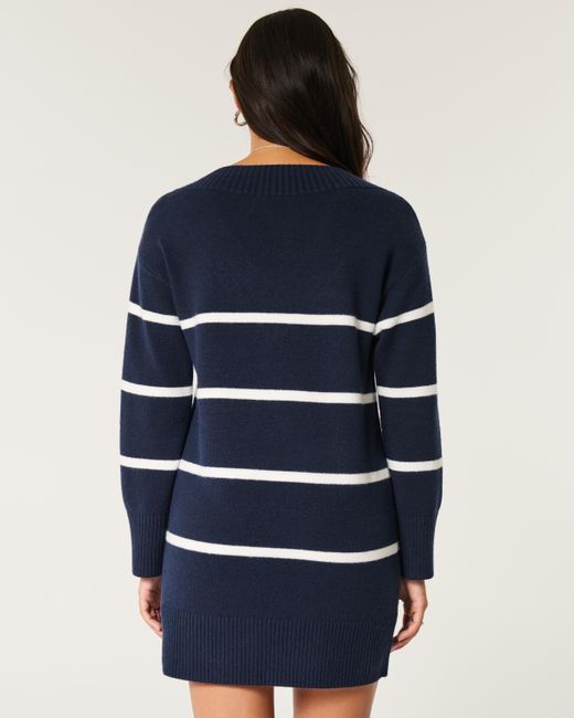 Hollister Blue On/off The Shoulder Jersey Sweater Dress