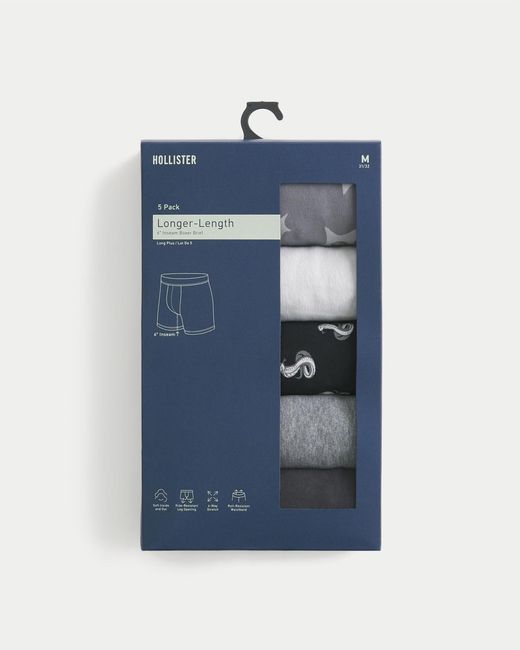 Hollister Gray Longer-length Boxer Briefs 5-pack for men