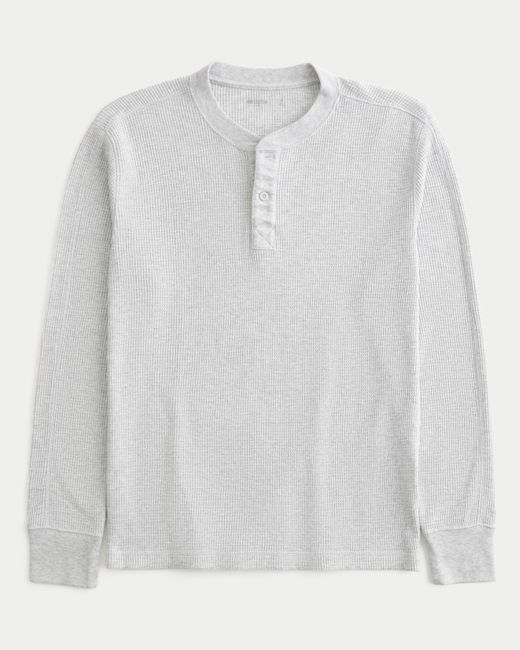 Hollister White Relaxed Thermal Henley for men