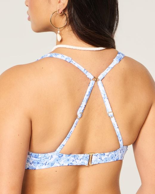 Hollister Blue Curvy High Apex Ribbed Underwire Bikini Top