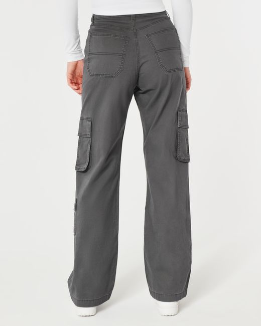Hollister Ultra Highrise 3pocket Baggy Cargo Pants in Grey Lyst UK