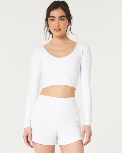 Hollister White Gilly Hicks Active Recharge Long-sleeve V-neck Top