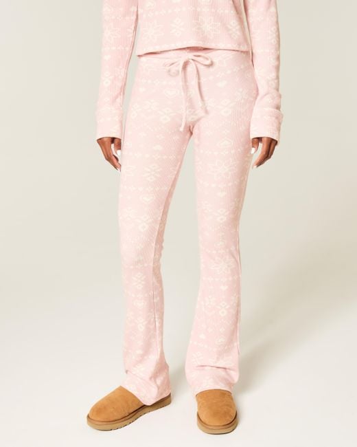 Hollister Pink Gilly Hicks Always Cozy Waffle Bootcut Pants