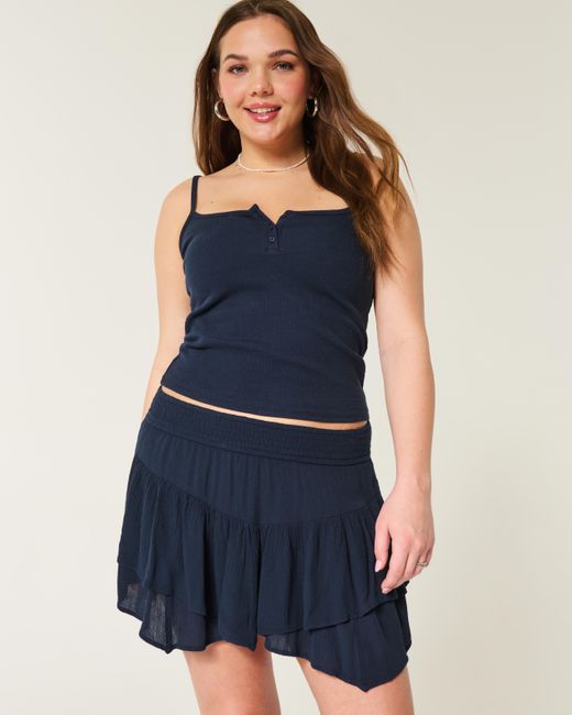 Hollister Blue Gestufter Miniskort mit asymmetrischem Saum