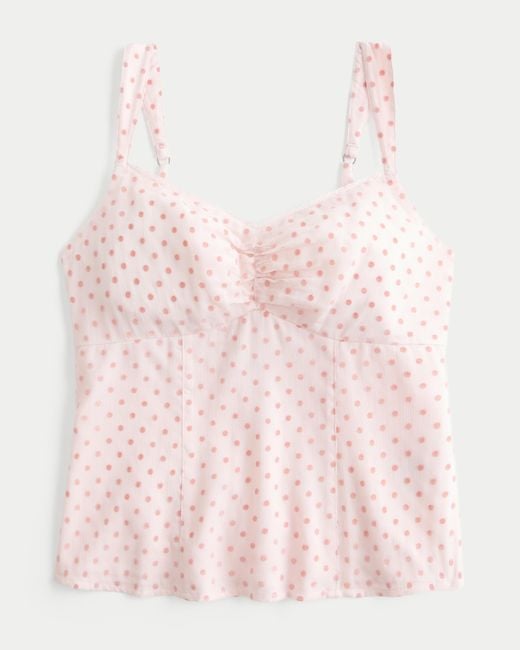 Hollister Pink Lace Trim Chiffon Tank