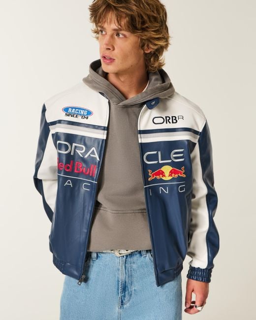 Hollister Oracle Red Bull Racing Graphic Faux Leather Jacket in Blue ...