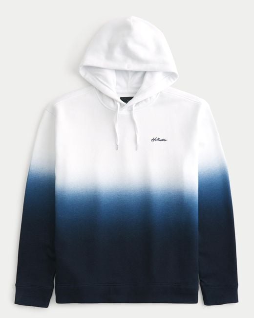 Hollister Blue Relaxed Ombre Logo Hoodie for men