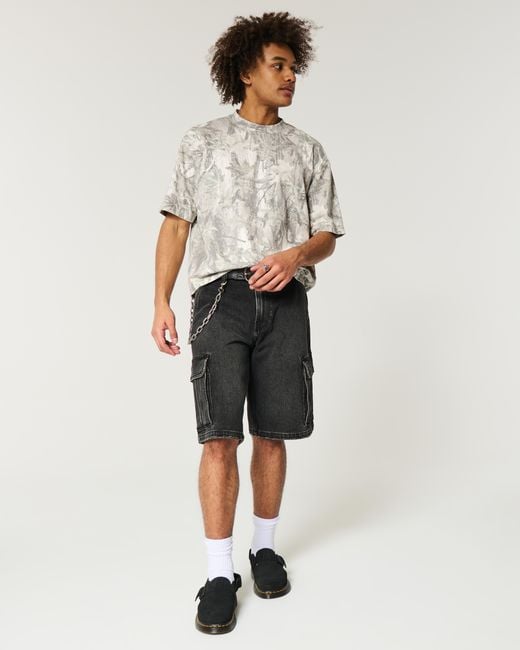 Hollister Gray Boxy Heavyweight Crop Camo Crew T-shirt for men