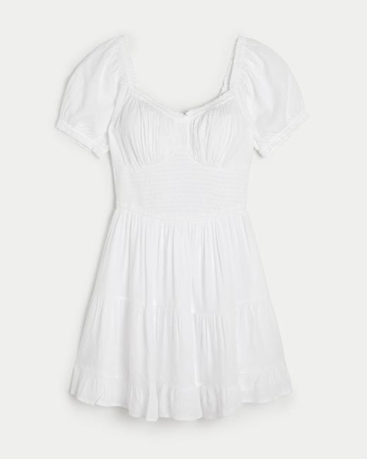 Hollister White Smocked Waist Skort Dress