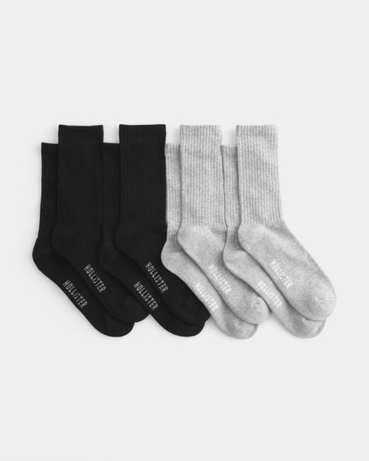 Hollister Crew-Socken mit Logo, 4er-Pack in White für Herren