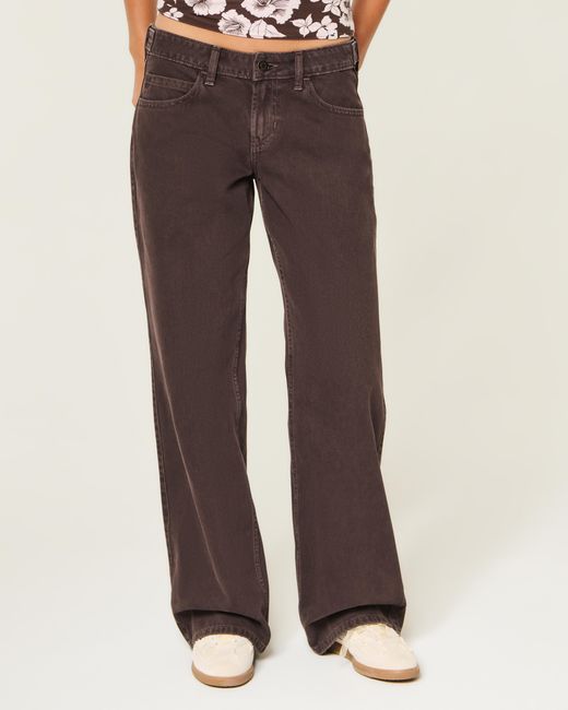 Hollister Hollister Andi Adjustable Waist Low-rise Dark Brown Baggy Jeans