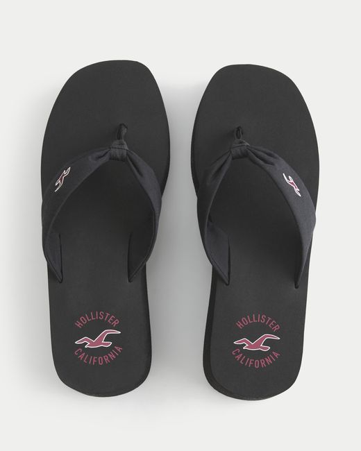 Hollister Black Platform Flip Flops