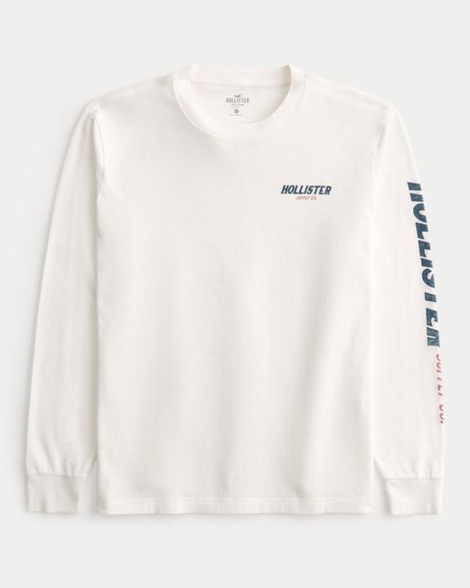Hollister Natural Relaxed Long-sleeve Logo Graphic Tee for men