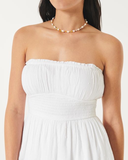 Hollister White Hollister Saidie Double-tier Removable Strap Romper