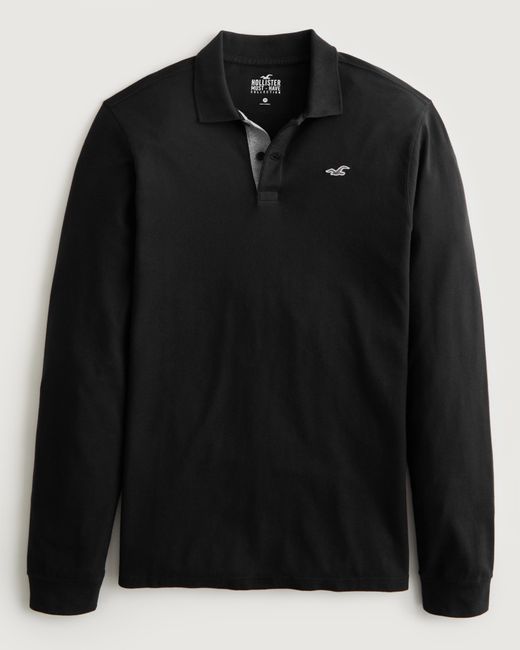 Hollister Longsleeve Pique Polo in Black for Men Lyst UK