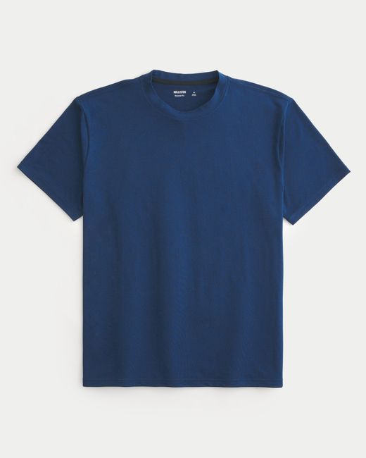 Hollister Blue Relaxed Stretch Crew T-shirt for men
