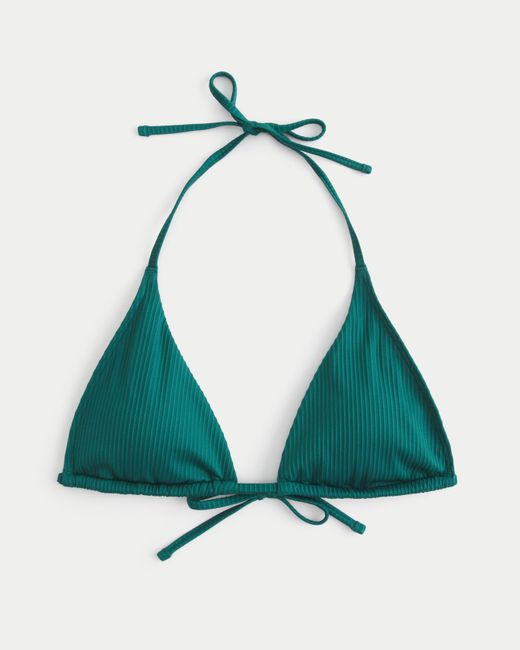 Hollister Green Ribbed Multi-way Triangle Bikini Top