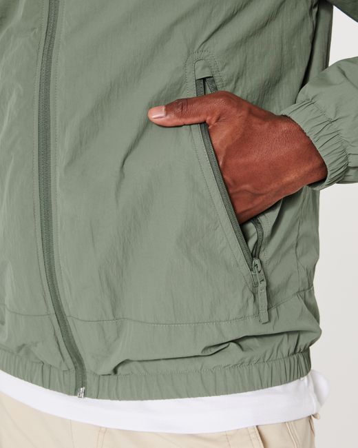 Hollister Green Fleece-lined All-weather Zip-up Jacket for men