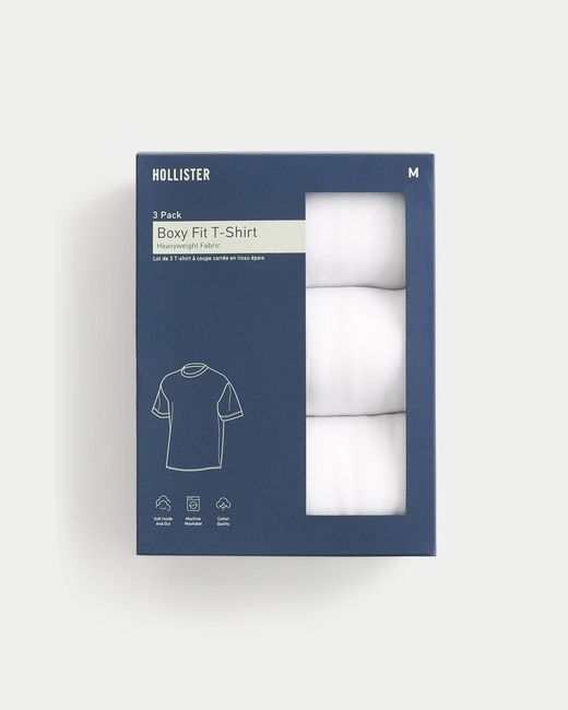 Hollister Boxy Heavyweight White Crew T-shirt 3-pack for men