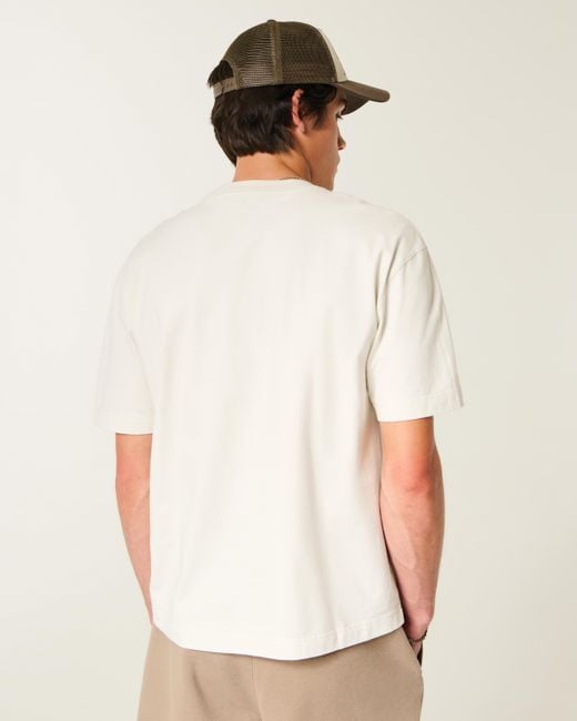 Hollister White Boxy Heavyweight Cotton Crew T-shirt for men