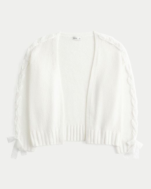 Hollister White Easy No-close Lace Sleeve Cardigan
