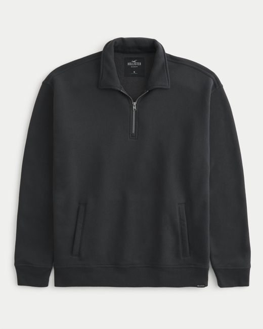 Hollister Lässiges Sweatshirt mit kurzem Reißverschluss in Black für Herren