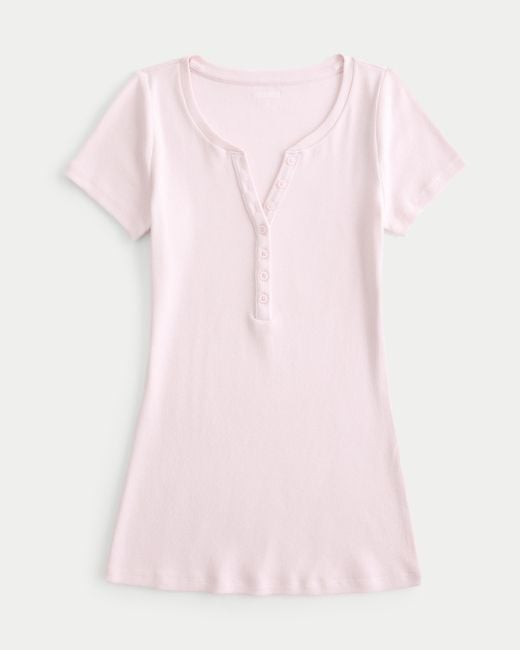 Hollister Pink Short-sleeve Henley