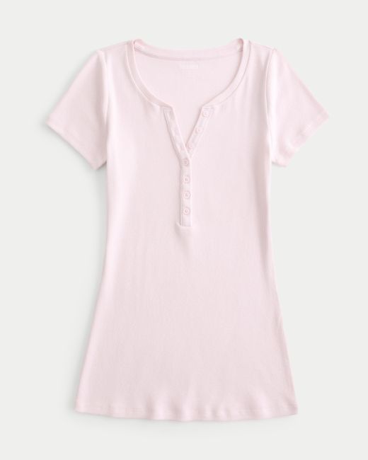 Hollister Pink Kurzärmliges Henley