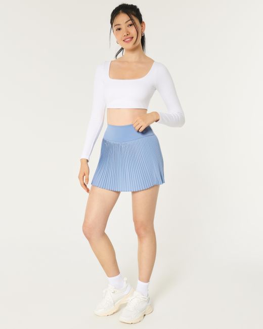 Hollister White Gilly Hicks Active Recharge Ultra-crop Long-sleeve Top