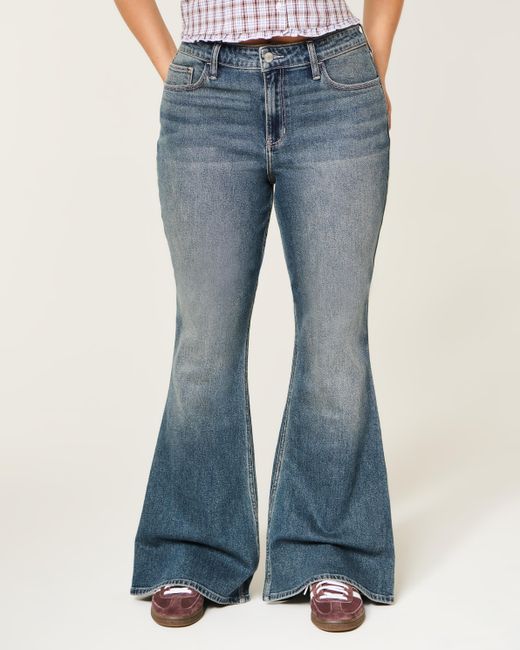 Hollister Blue Curvy High-rise Medium Wash Flare Jeans