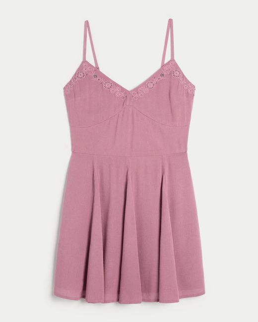 Hollister Pink Embroidered Mini Dress