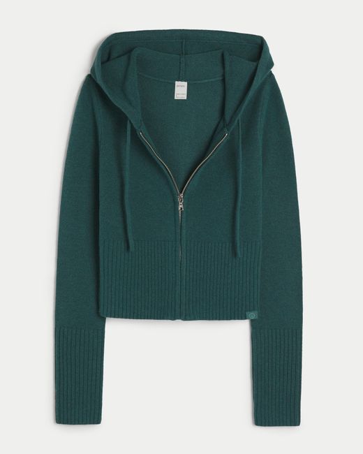 Hollister Green Gilly Hicks Sweater-knit Zip-up Hoodie