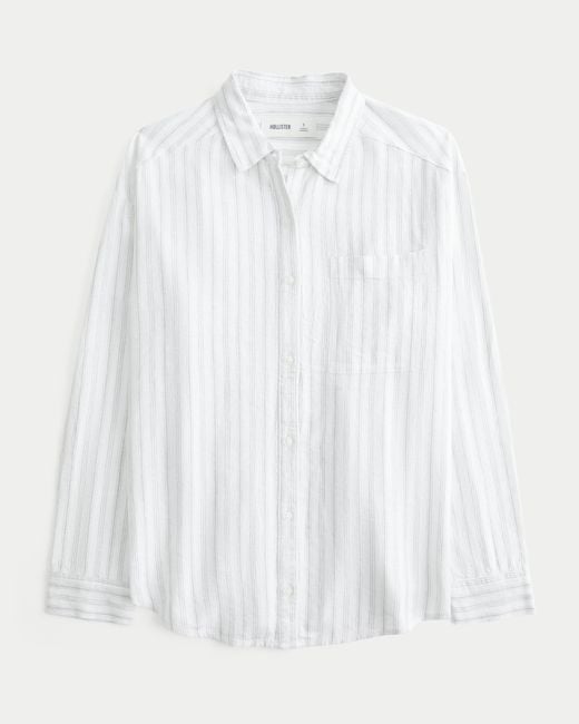 Hollister White Oversized Button-through Shirt