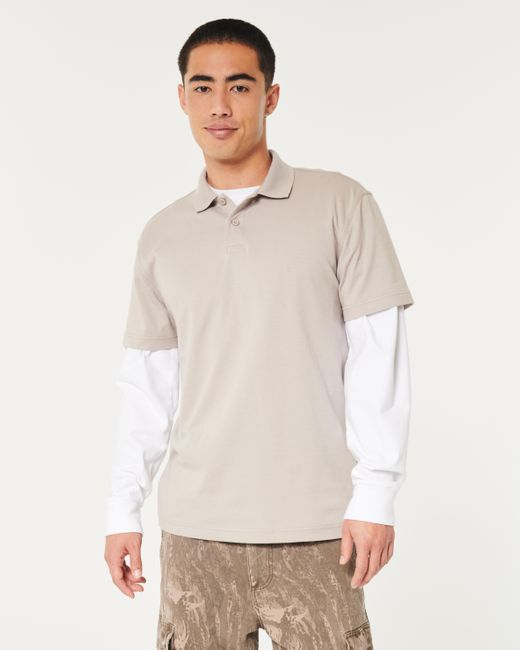 Hollister White Relaxed Cooling Polo for men