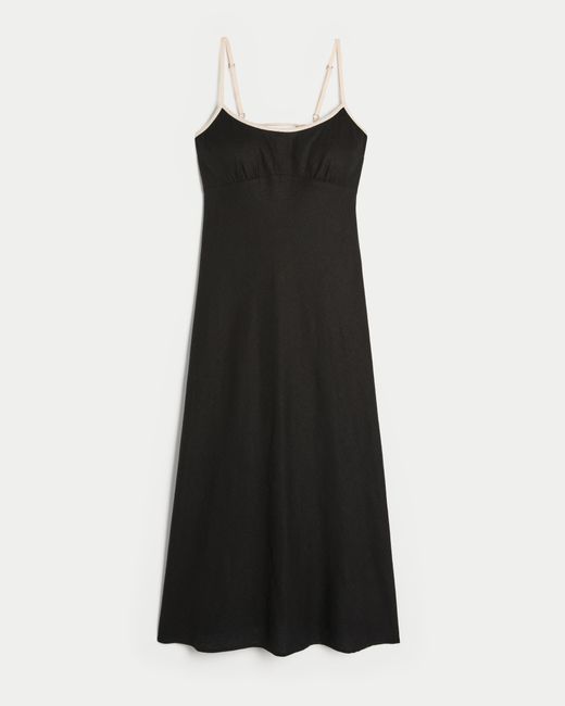 Hollister Black Midikleid aus Leinenmischung mit offenem Rücken