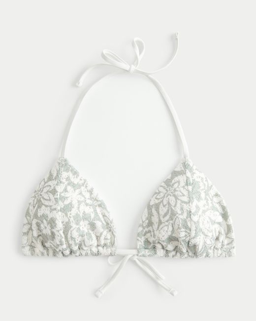 Hollister White Crochet-style Triangle Bikini Top