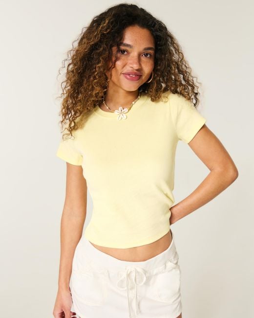 Hollister Yellow 100% Cotton Crew Baby Tee