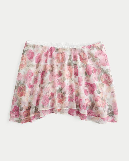 Hollister Pink Chiffon-Minirock mit asymmetrischem Saum