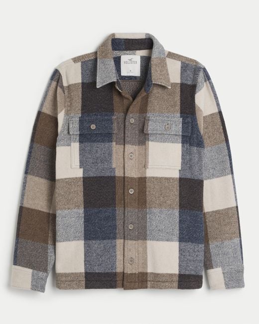 Hollister Gray Cozy Shacket for men
