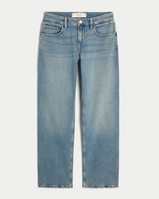 Hollister Blue Low-rise Medium Wash Relaxed Straight Jeans