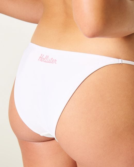 Hollister White Graphic Side-tie Cheeky Bikini Bottom