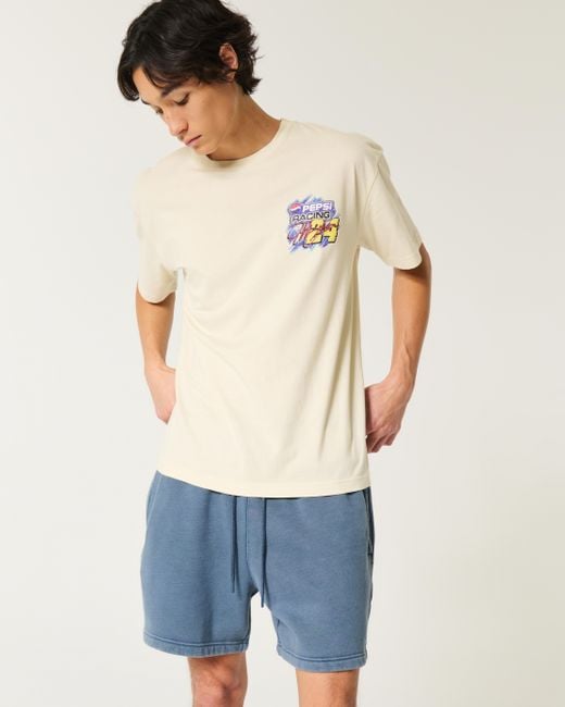 Hollister Blue Mid-thigh Loose Fleece Shorts for men