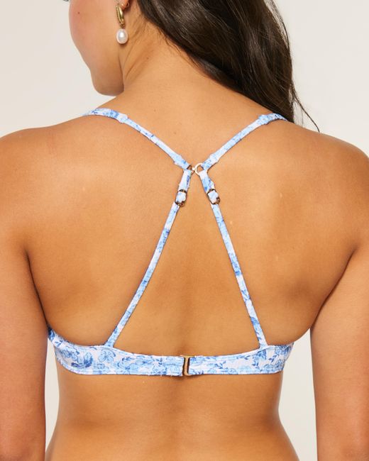 Hollister Blue High Apex Ribbed Underwire Bikini Top