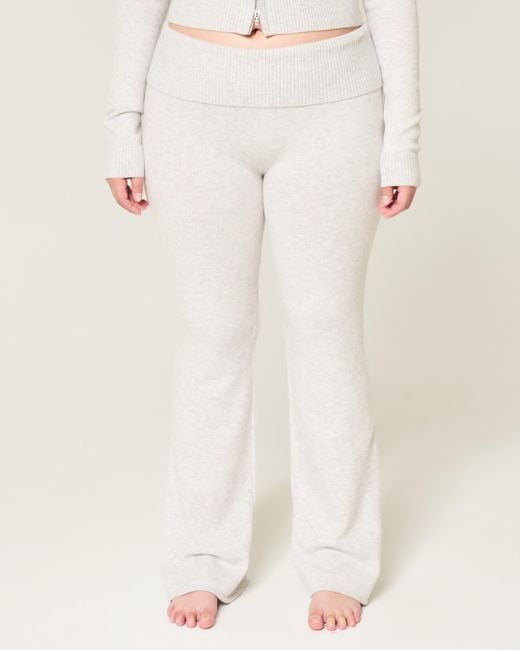 Hollister White Gilly Hicks Sweater-knit Foldover Waist Boot Pants